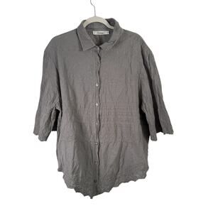 Solitaire Floral Embroidered Button Up Blouse Green Boho Womens Plus 2x